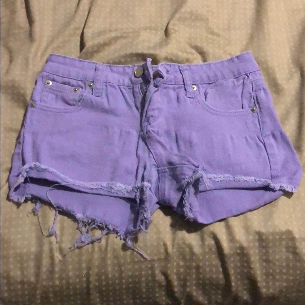 Purple jean shorts